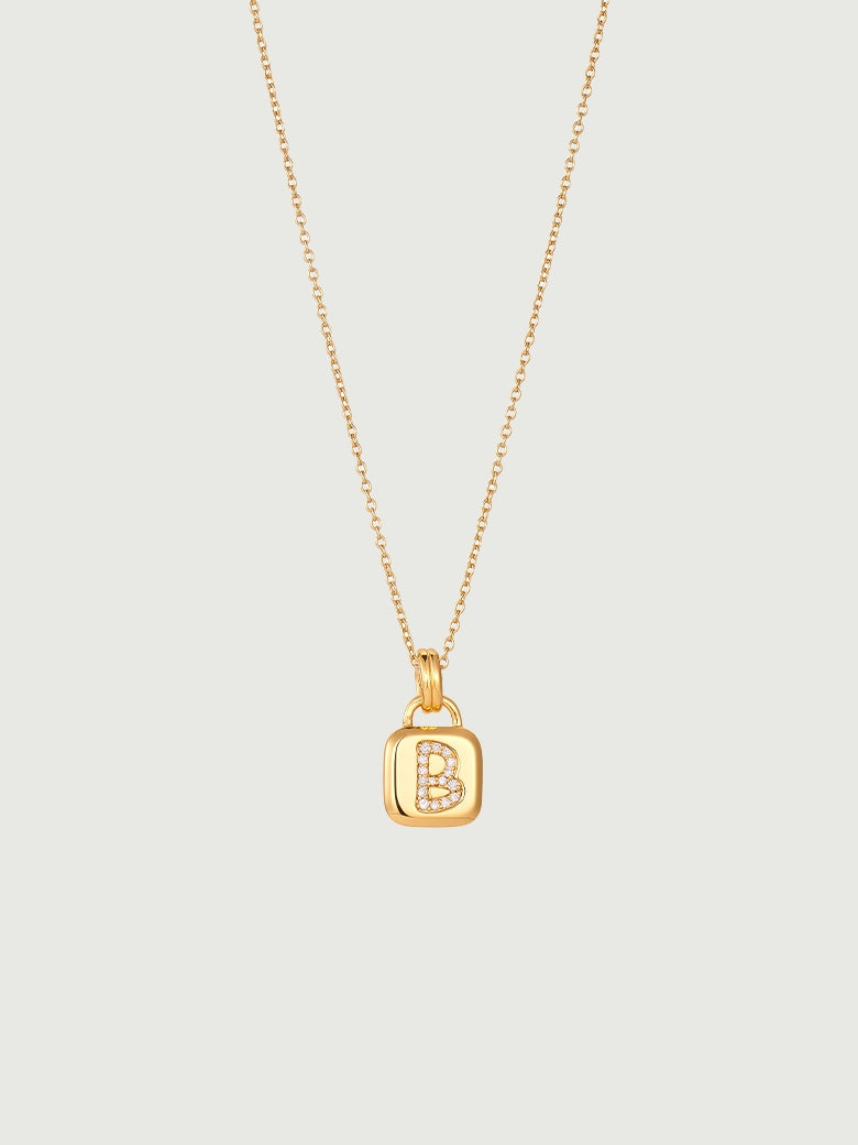 Diamond Initial Tag Pendant