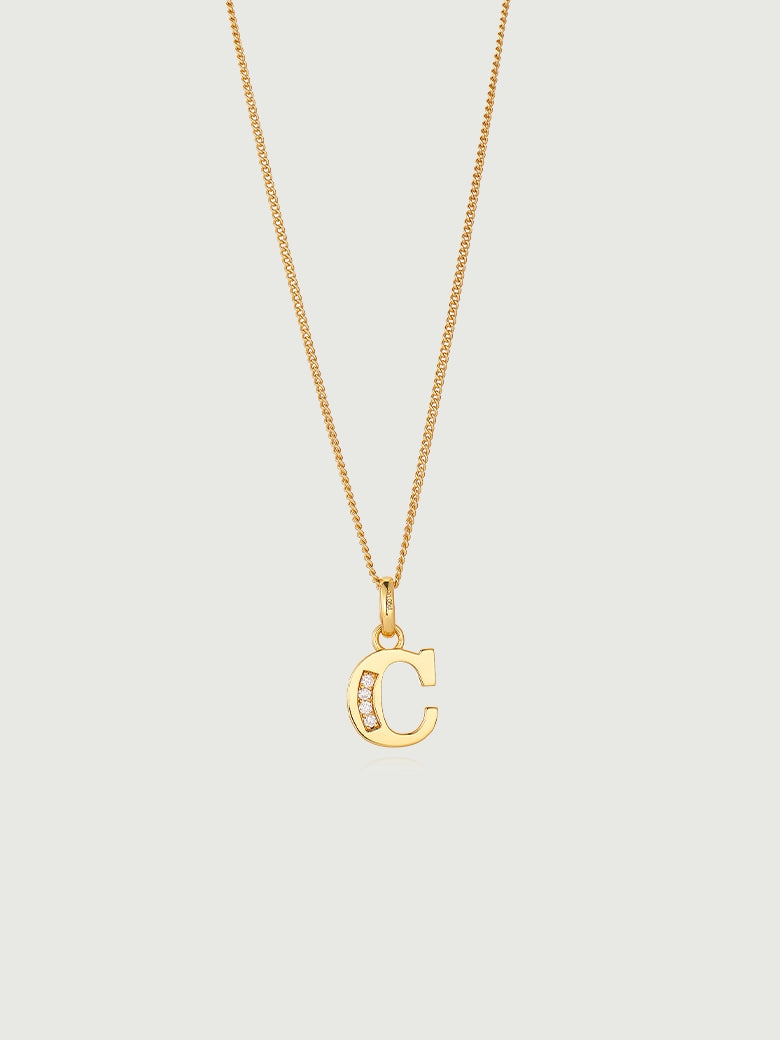 Diamond Letter Pendant Necklace