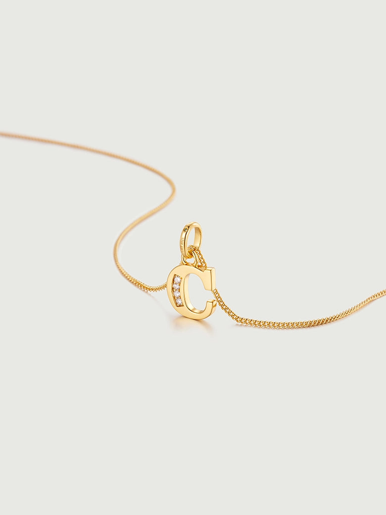 Diamond Letter Pendant Necklace