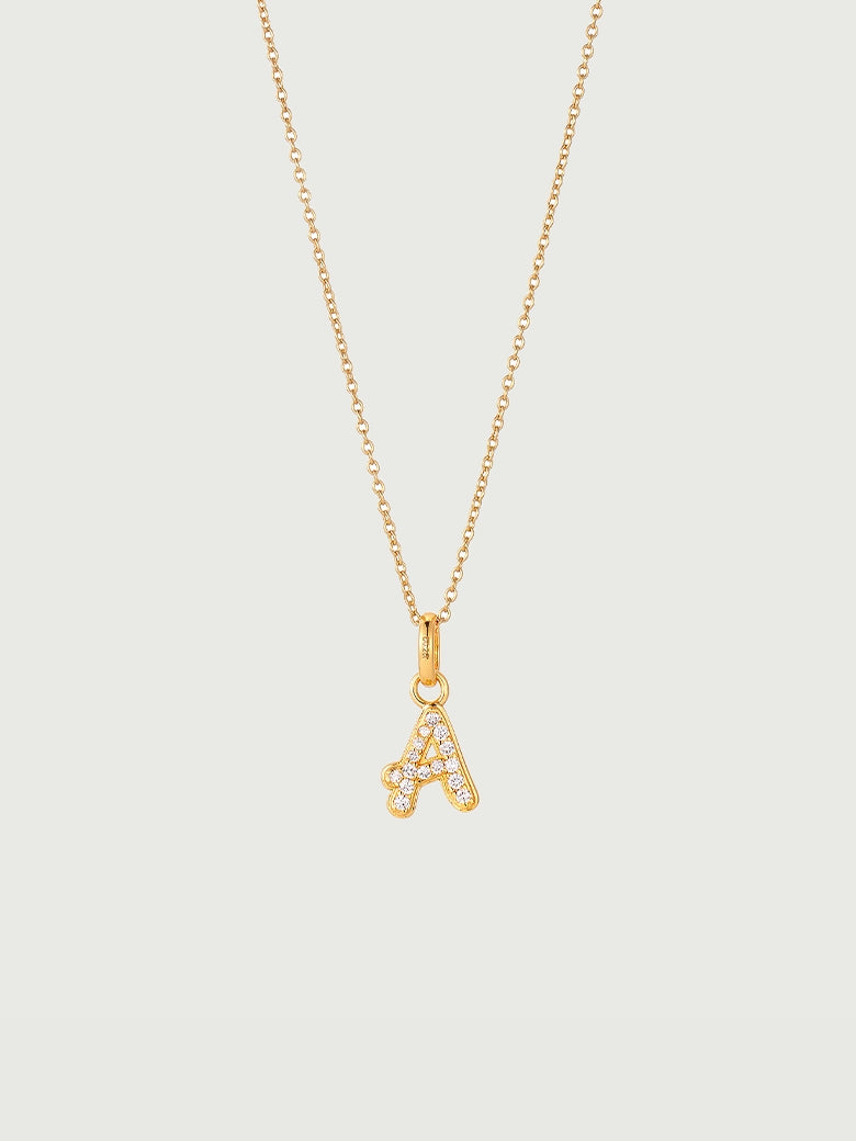 Diamond Pave Script Initial Necklace