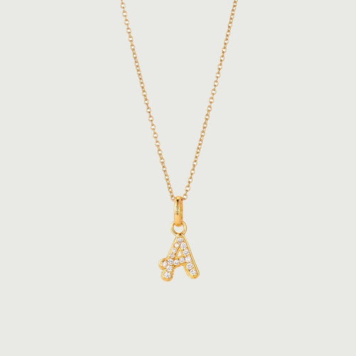 Diamond Pave Script Initial Necklace