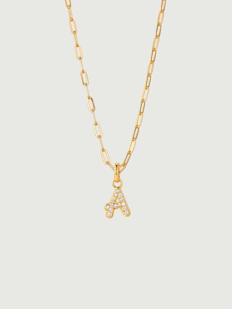 Diamond Pave Script Initial Necklace