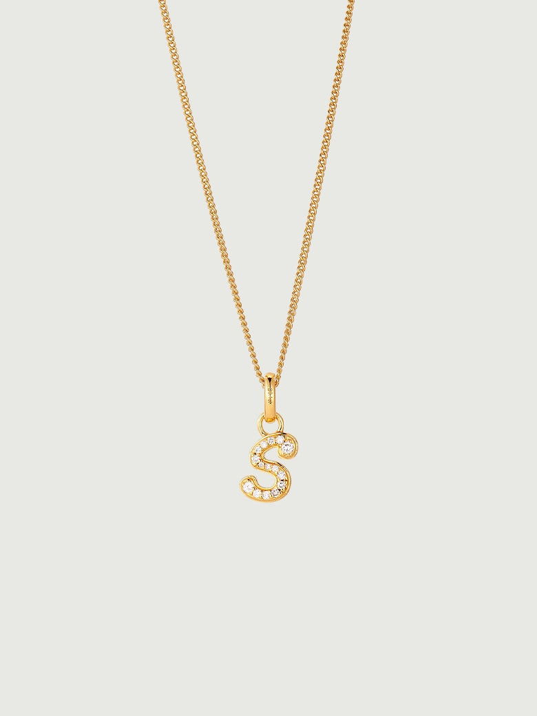 Diamond Pave Script Initial Necklace