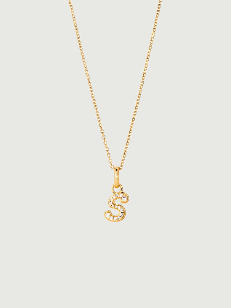 Diamond Pave Script Initial Pendant