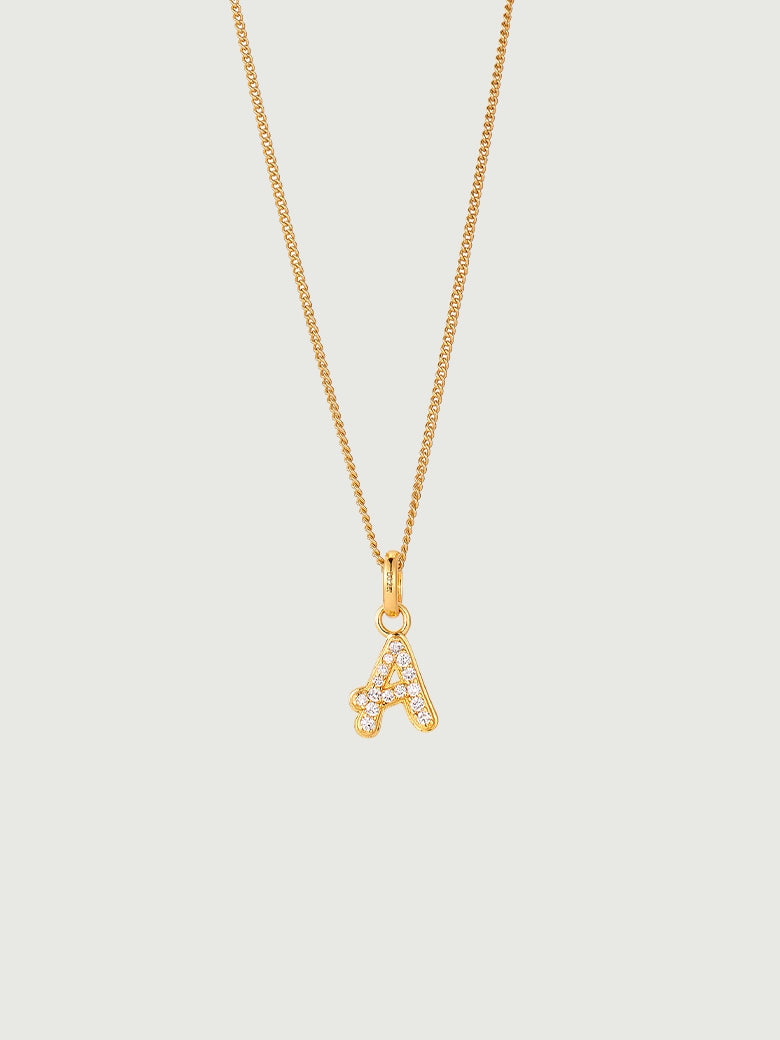 Diamond Pave Script Initial Pendant