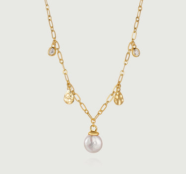 Diamond Pearl Drop Necklace-obyjewelry