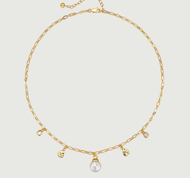 Diamond Pearl Drop Necklace-obyjewelry
