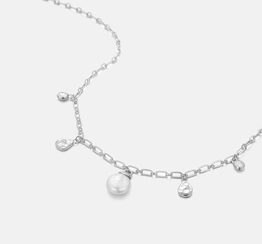 Diamond Pearl Drop Silver Necklace-obyjewelry