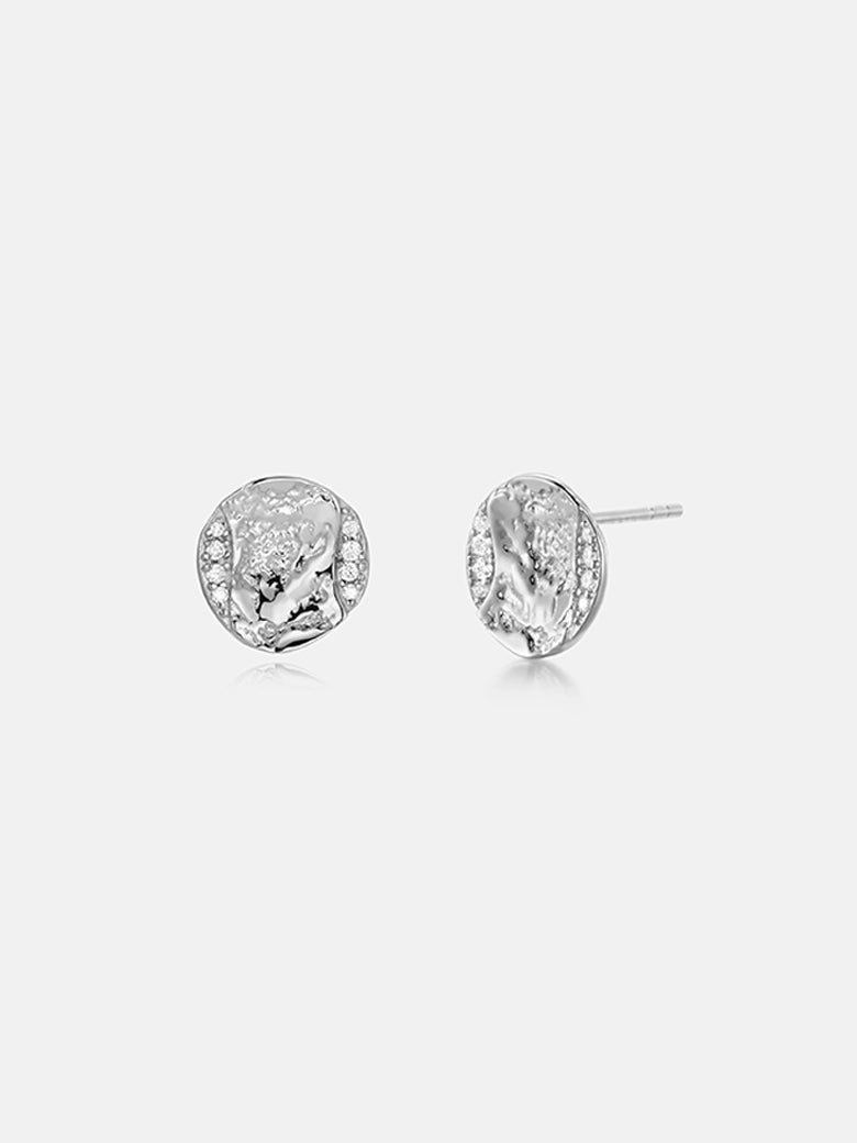 Diamond Silver Glitter Stud Earrings-obyjewelry