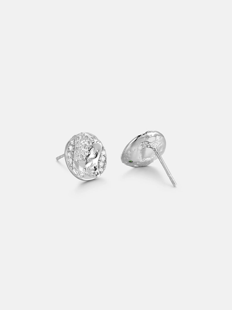 Diamond Silver Glitter Stud Earrings-obyjewelry