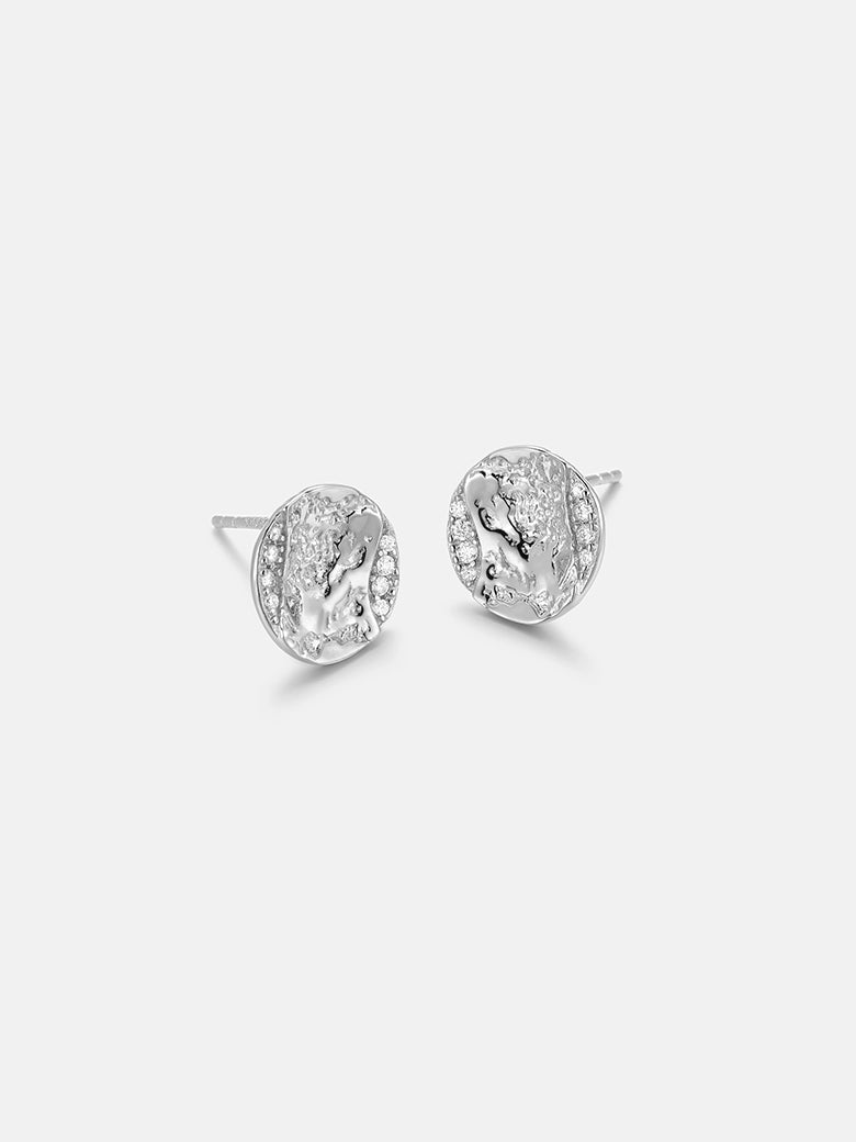 Diamond Silver Glitter Stud Earrings-obyjewelry