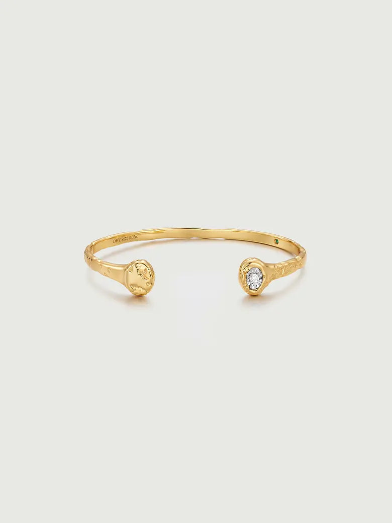 Diamond Solitaire Textured Bangle