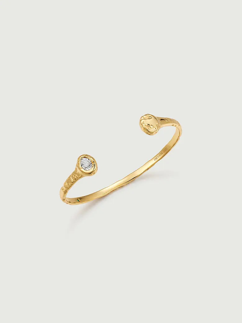 Diamond Solitaire Textured Bangle