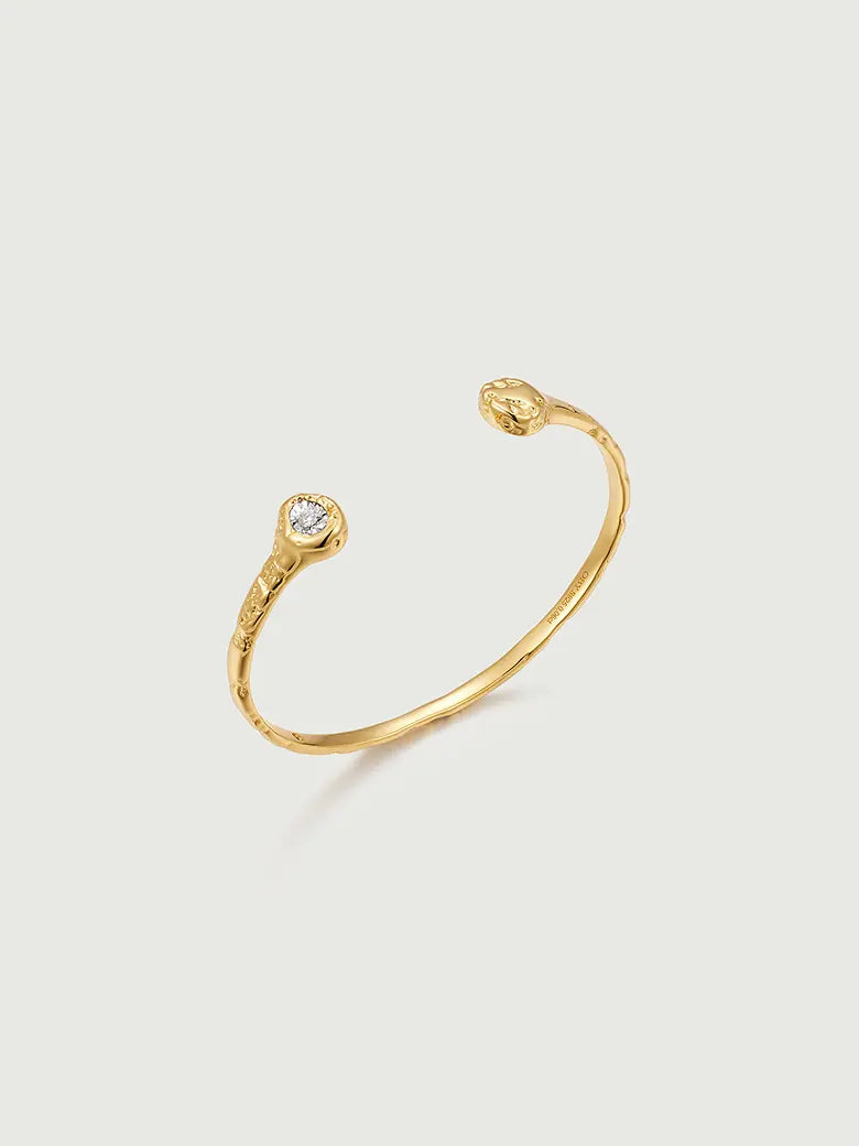 Diamond Solitaire Textured Bangle