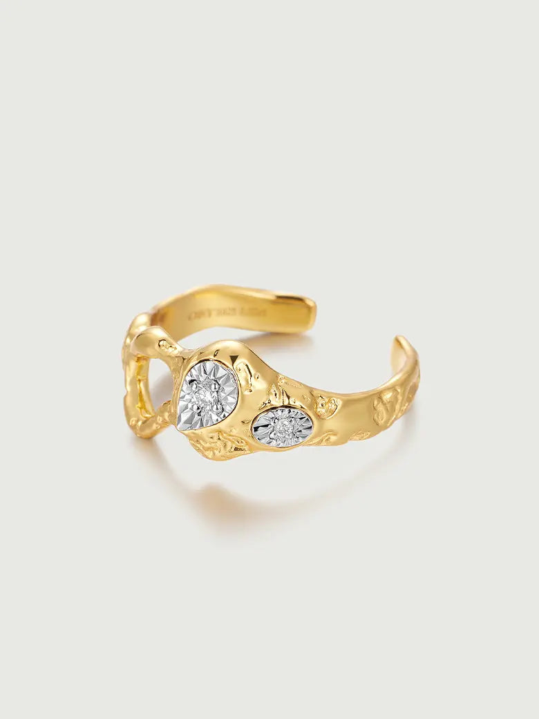 Diamond Sparkle Textured Wave Ring