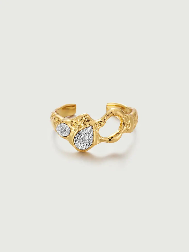 Diamond Sparkle Textured Wave Ring
