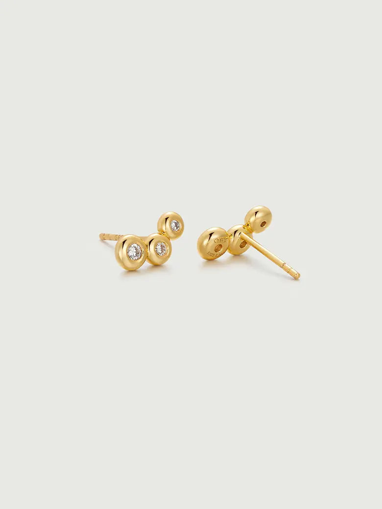 Diamond Spheres Bezel Set Earrings-obyjewelry