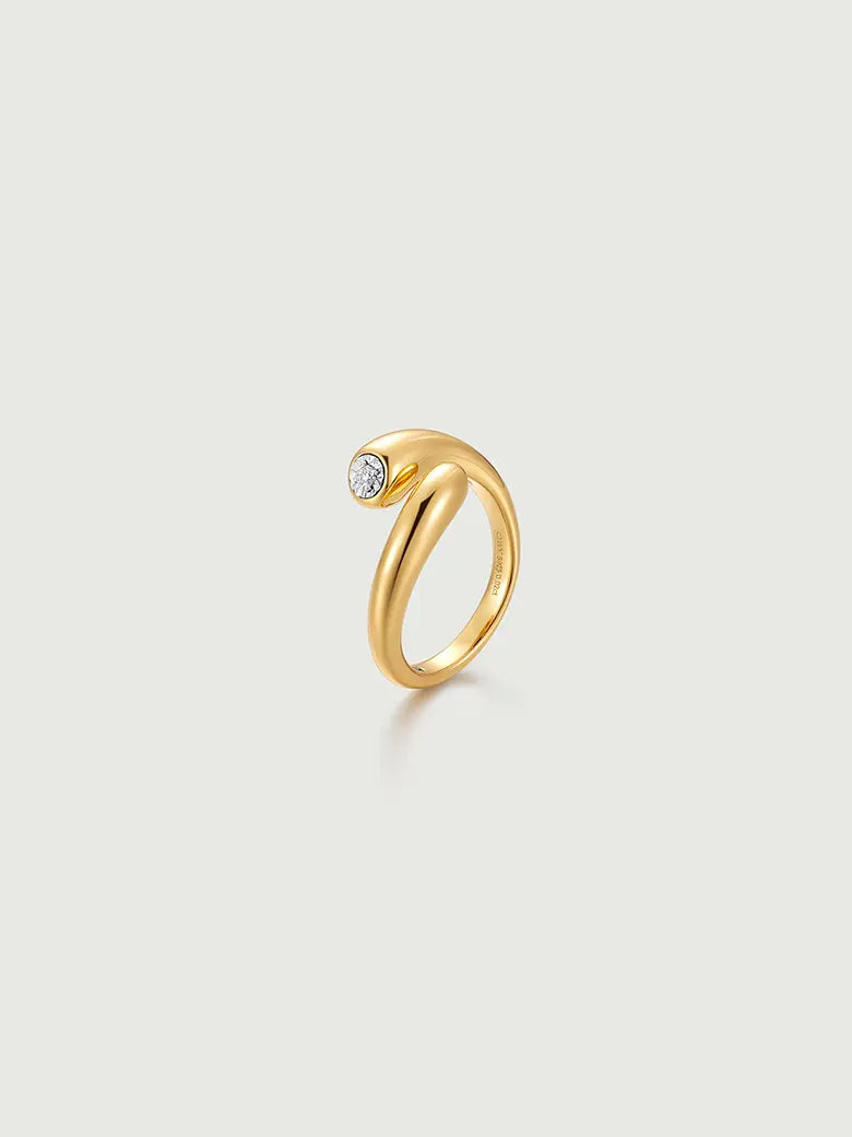 Diamond Squiggle Crossover Ring