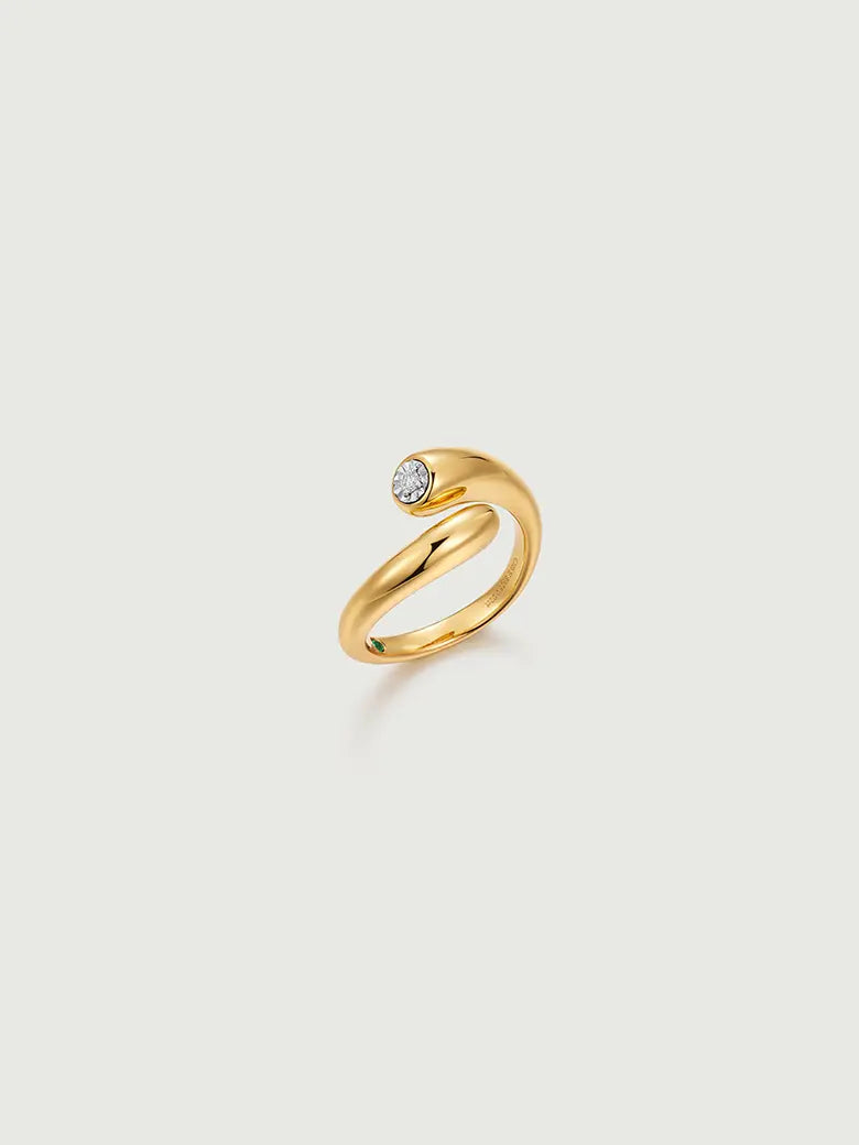 Diamond Squiggle Crossover Ring