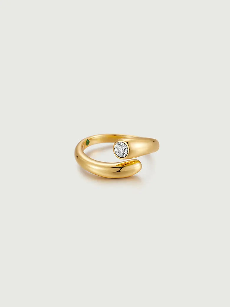 Diamond Squiggle Crossover Ring