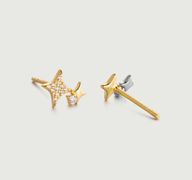 Diamond Star Asymmetry Stud Earrings