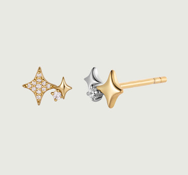Diamond Star Asymmetry Stud Earrings