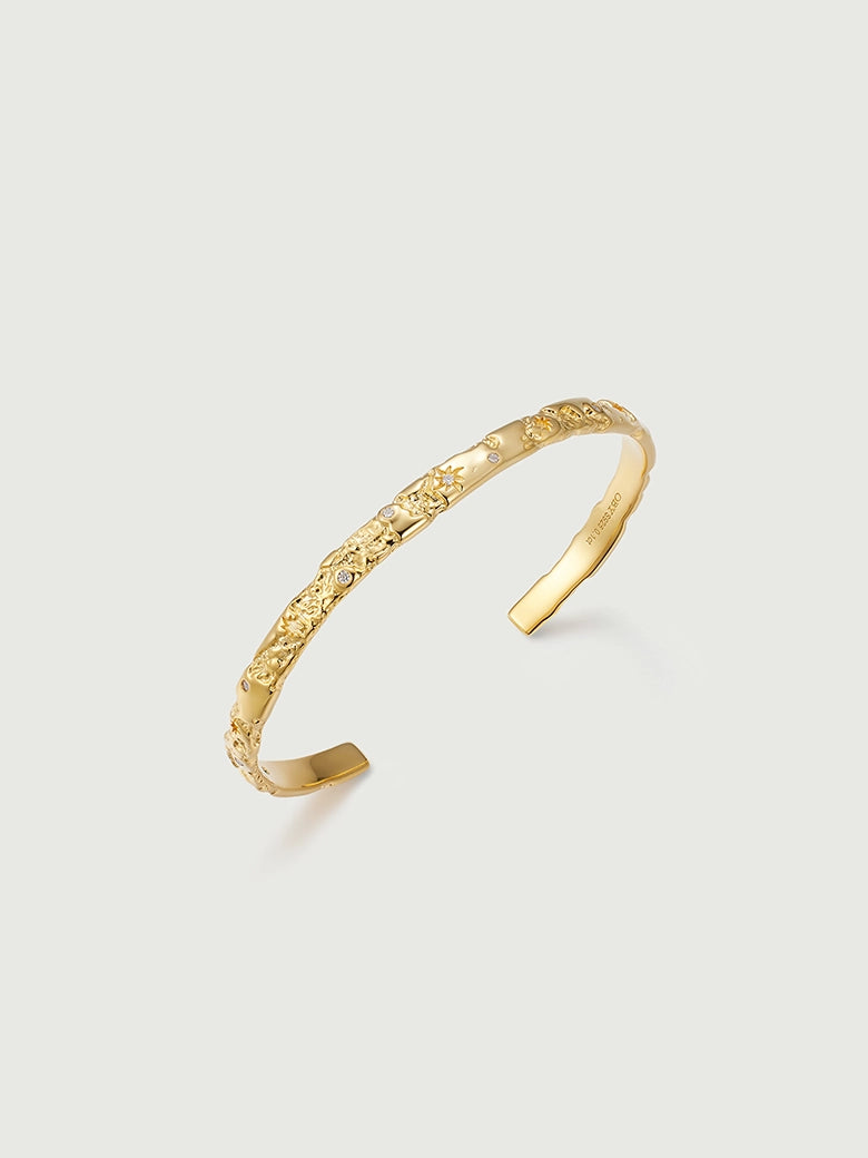 Diamond Starlit Textured Bangle-obyjewelry