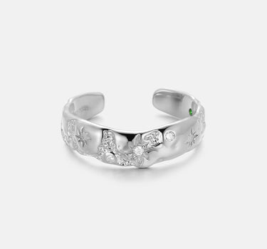 Diamond Starlit Textured Silver Ring-obyjewelry