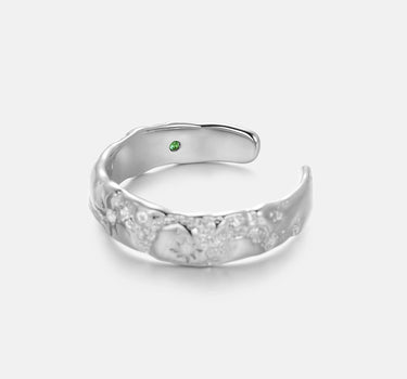 Diamond Starlit Textured Silver Ring-obyjewelry