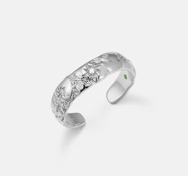 Diamond Starlit Textured Silver Ring-obyjewelry