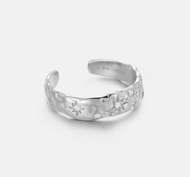 Diamond Starlit Textured Silver Ring-obyjewelry