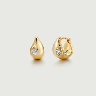 Diamond Teardrop Hoop Earrings