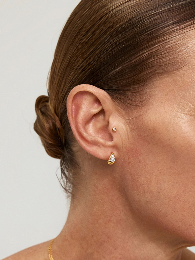 Close-up of a woman's neck showcasing DiamondTeardropStudEarrings
