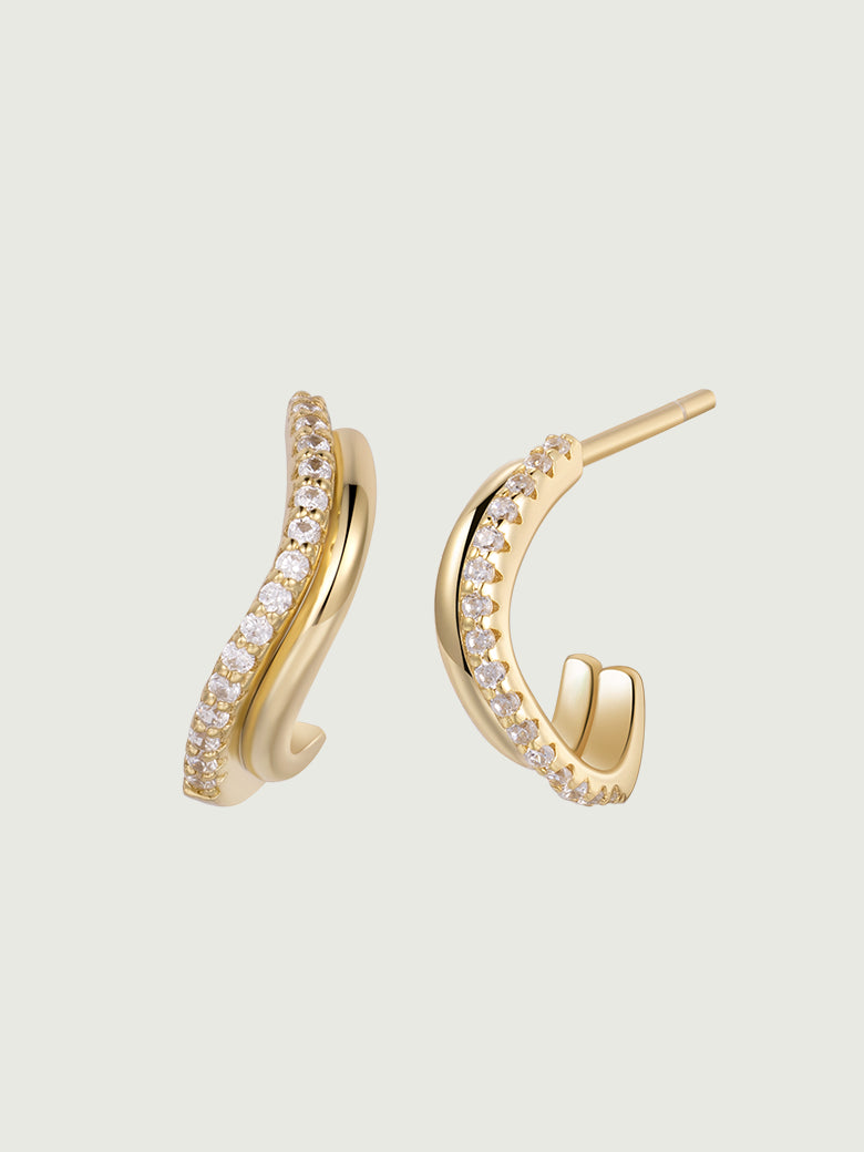  Diamond Wave Stud Earrings