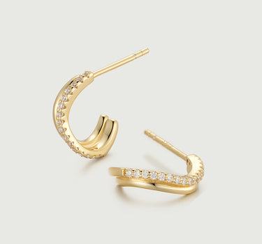  Diamond Wave Stud Earrings