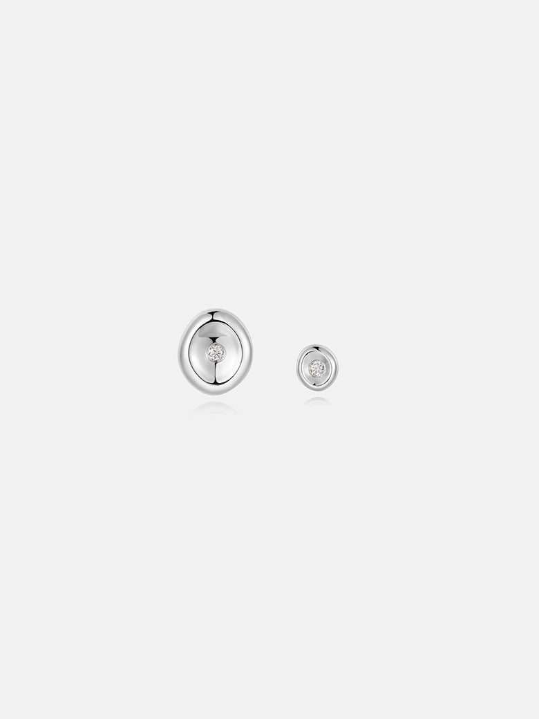 Diamond Wax Seal Silver Studs featuring a refined wax seal design and a radiant diamond centerpiece.