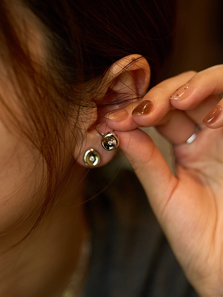 Diamond Wax Seal Silver Studs