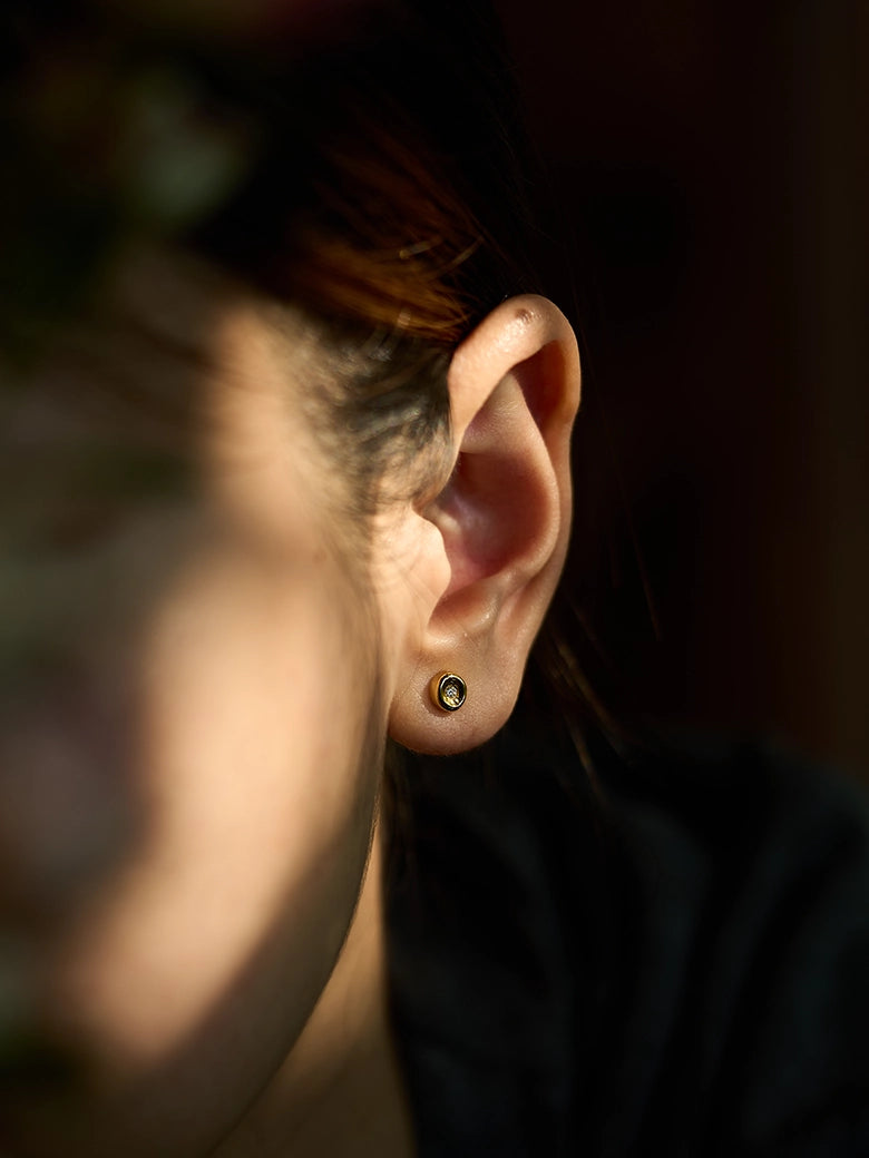 Diamond Wax Seal Silver Studs