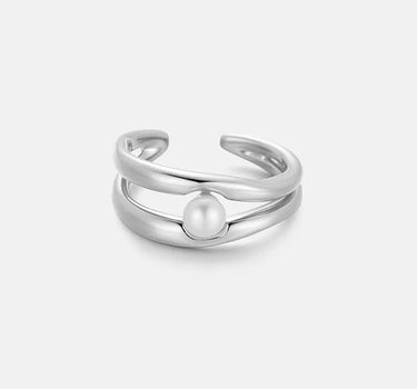 View details for Double Hoop Pearl Stacking Silver Ring-obyjewelry