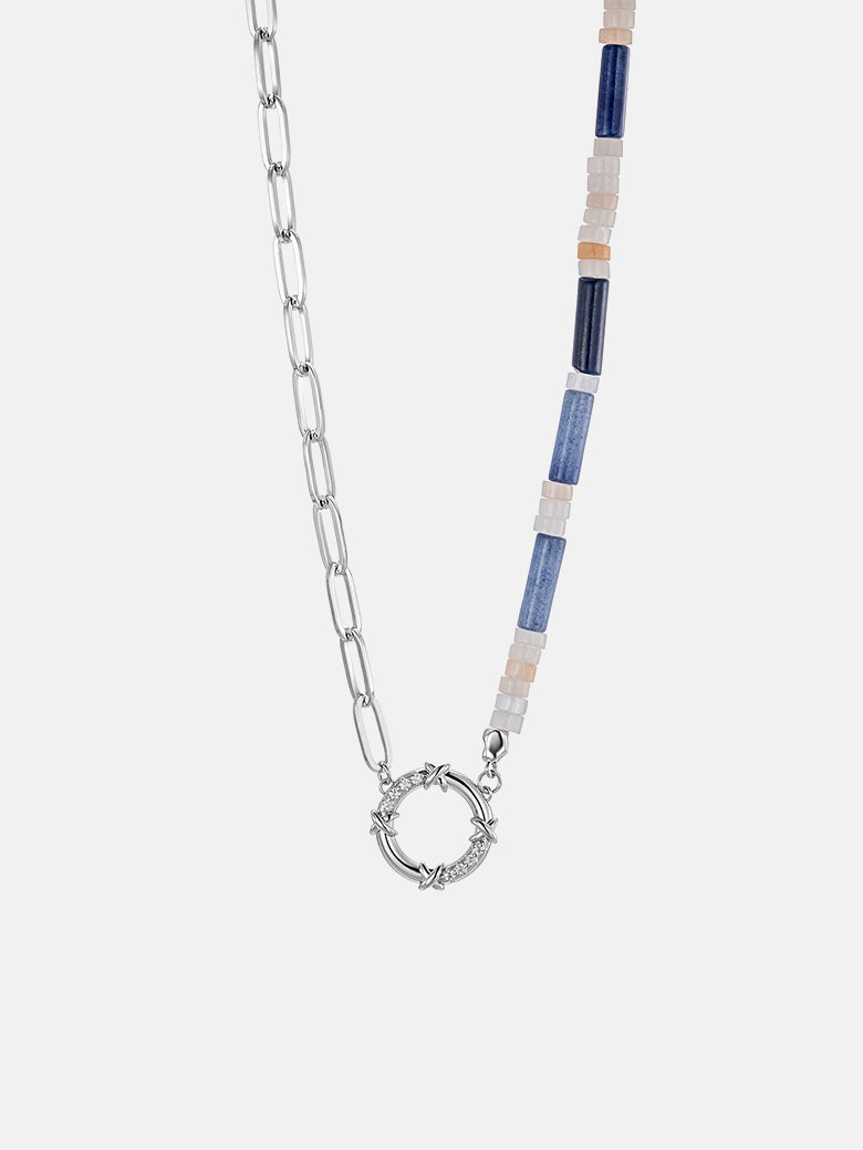 Dumortierite Silver Paperclip Chain