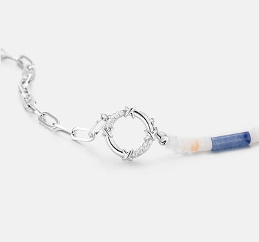 Dumortierite Silver Paperclip Chain