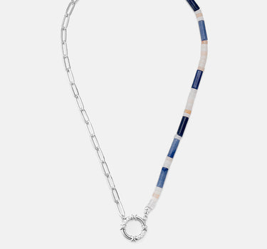 Dumortierite Silver Paperclip Chain