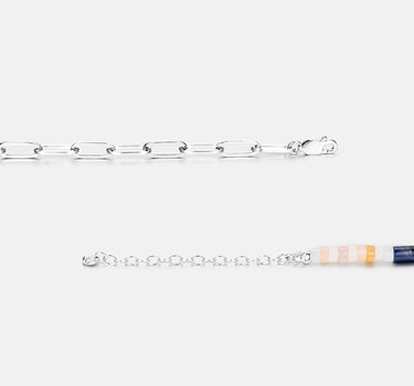 Dumortierite Silver Paperclip Chain