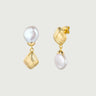Embroidered Textured Asymmetric Pearl Earrings
