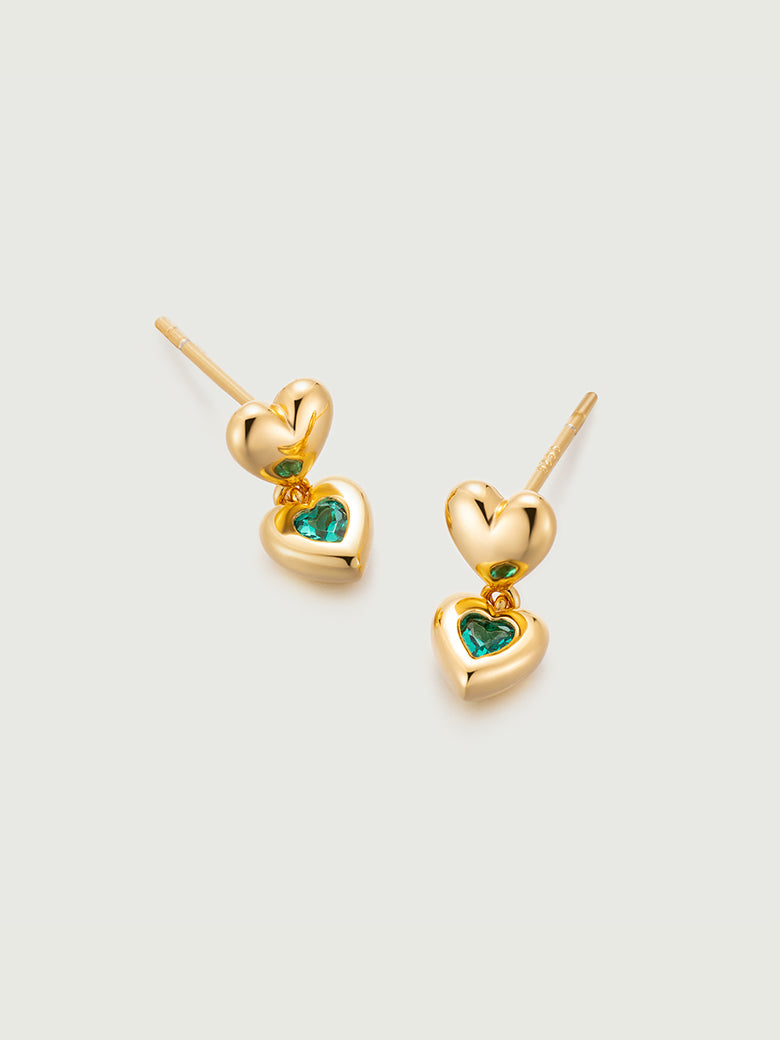Emerald Amour Heart Earrings