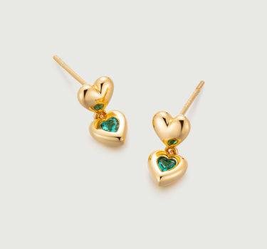 Emerald Amour Heart Earrings