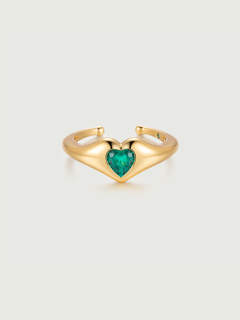  Emerald Amour Heart Ring