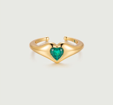  Emerald Amour Heart Ring