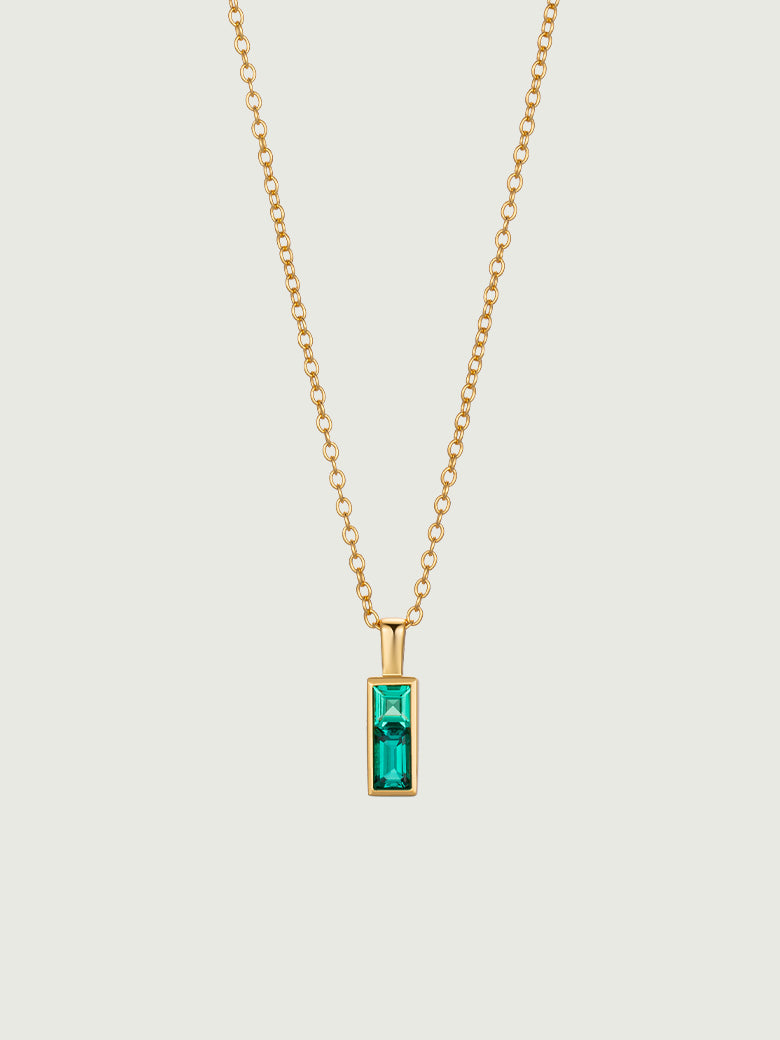 Emerald Bar Charm Necklace