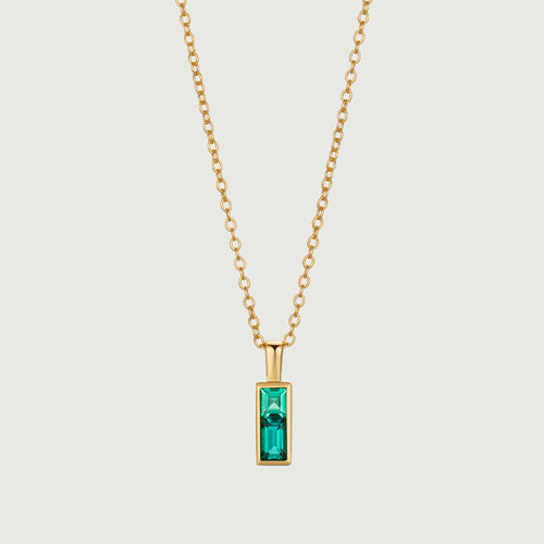 Emerald Bar Charm Necklace